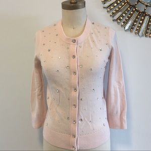 Kate Spade blush pink jeweled sparkle cardigan XS